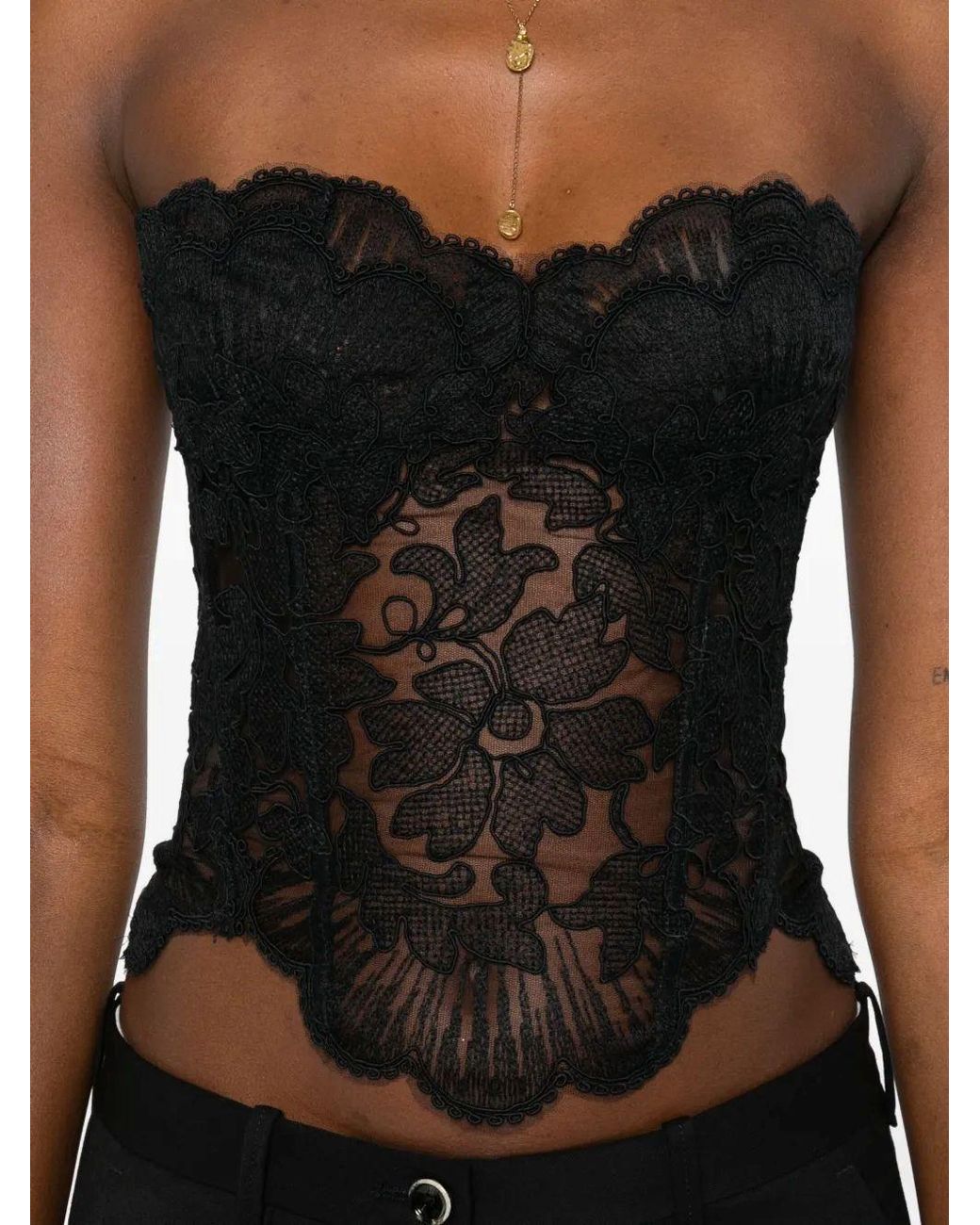Ermanno Scervino Black Lace Corset Top
