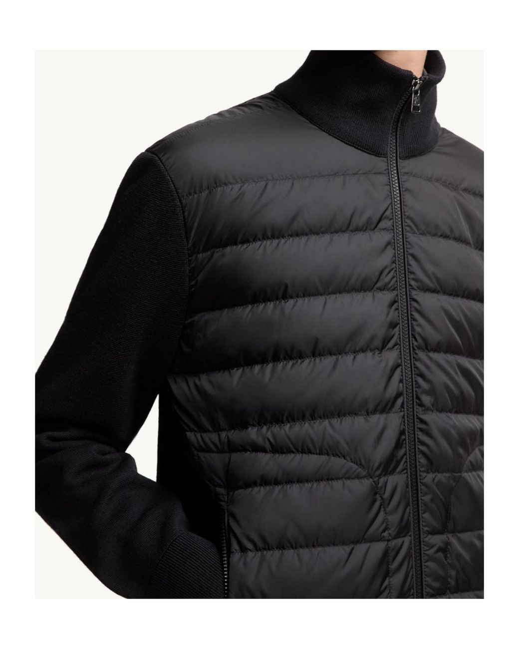 Moncler Black Padded Zip-Up Cardigan for men