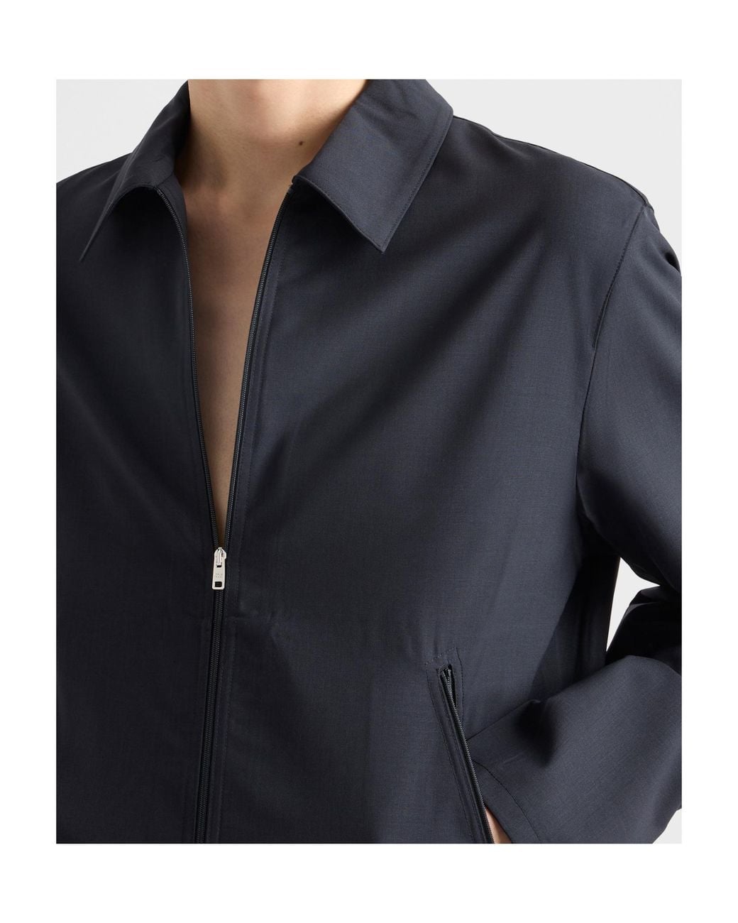 Prada Blue Wool Shirt Jacket for men