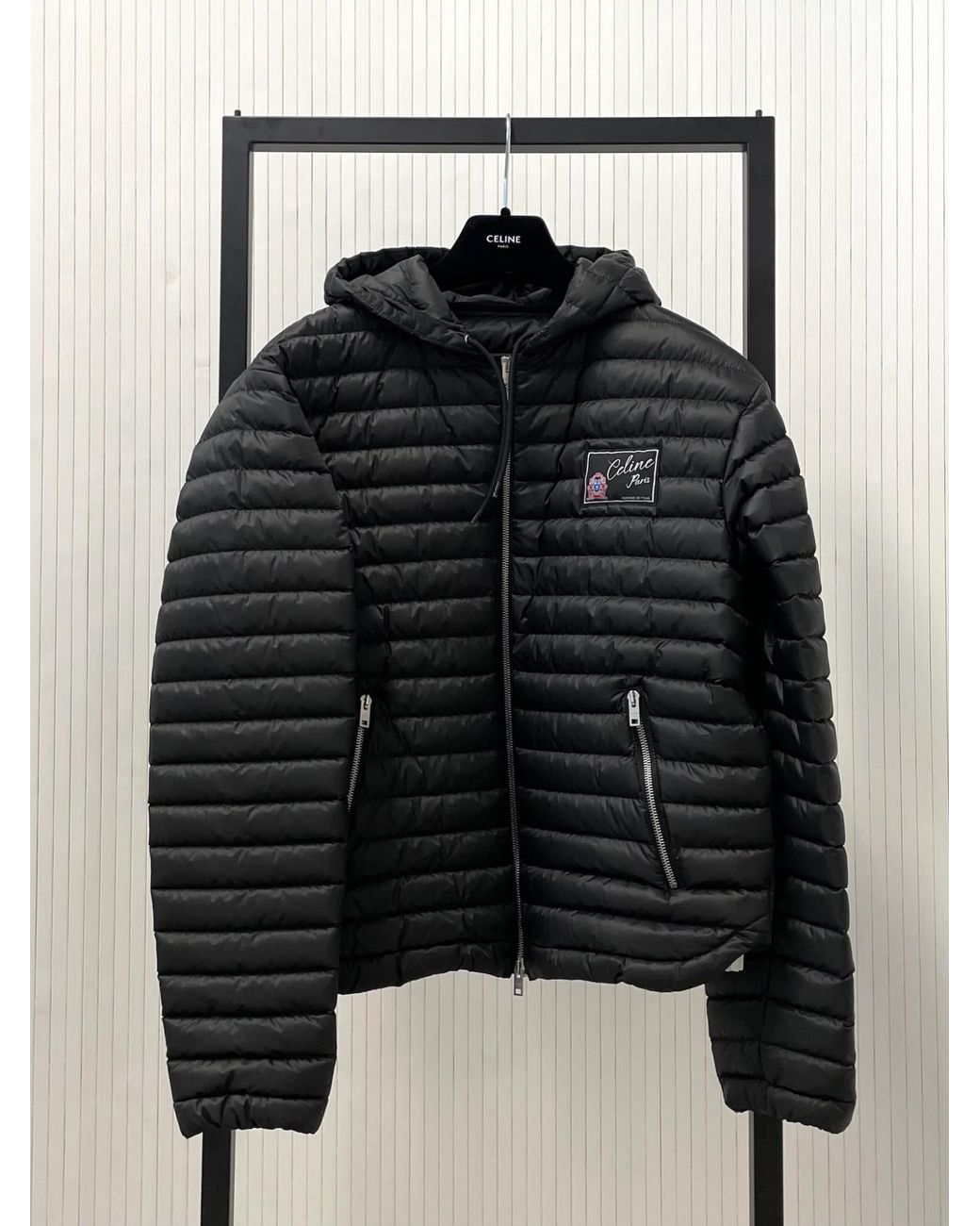 Céline Black Hooded Down Jacket for men