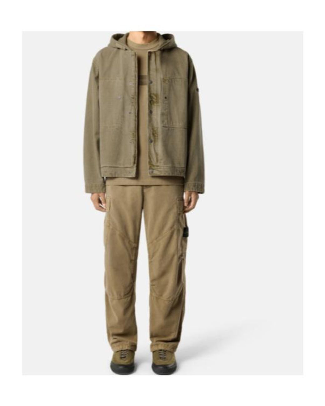 Stone Island Natural Loose-Fit Cargo Pants With Drawstring Cuffs for men