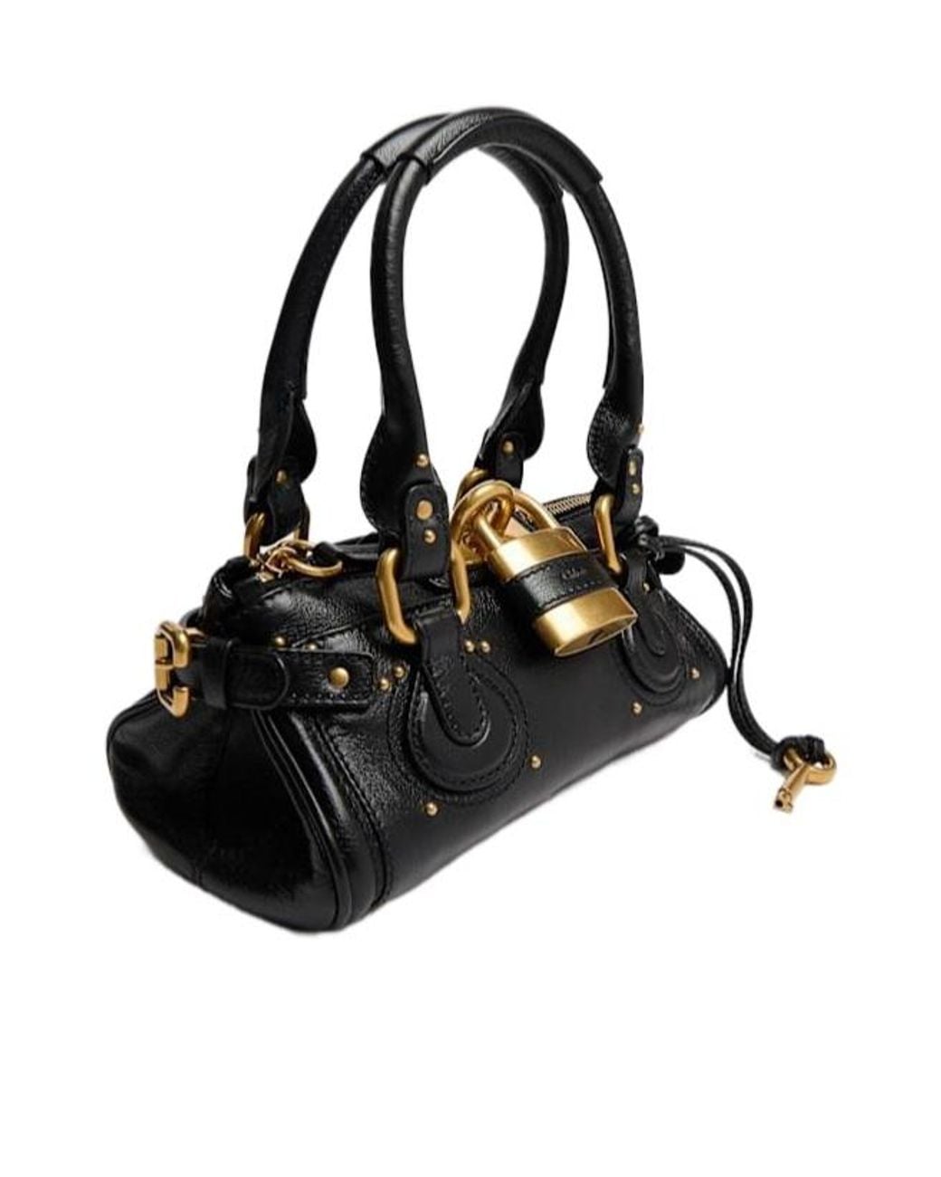 Chloé Black Paddington Grain Leather Shoulder Bag
