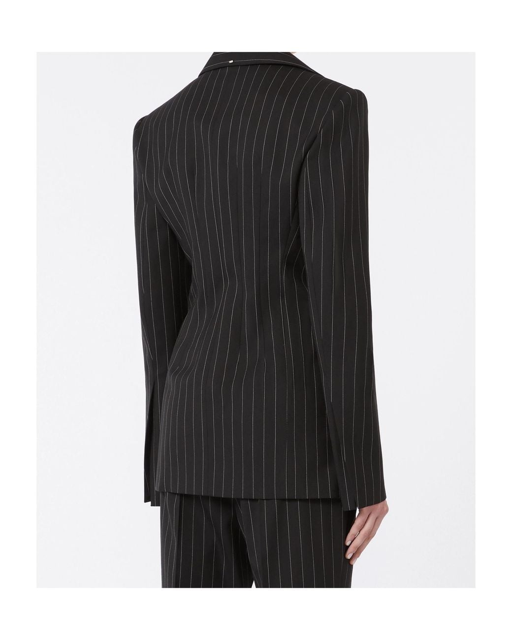 Sportmax Black Rive Pinstriped Tight Blazer