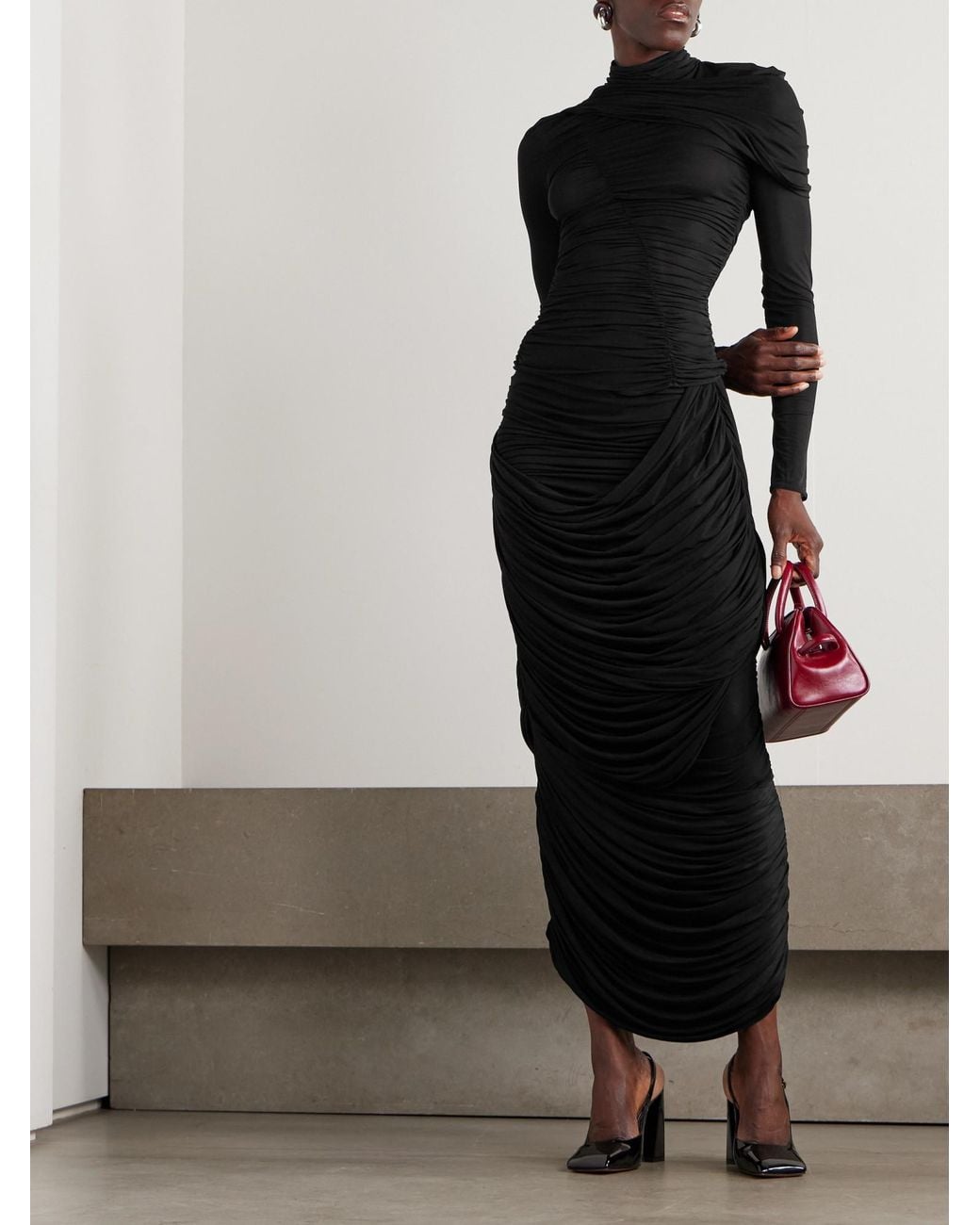 Magda Butrym Black High-Waisted Midi Skirt