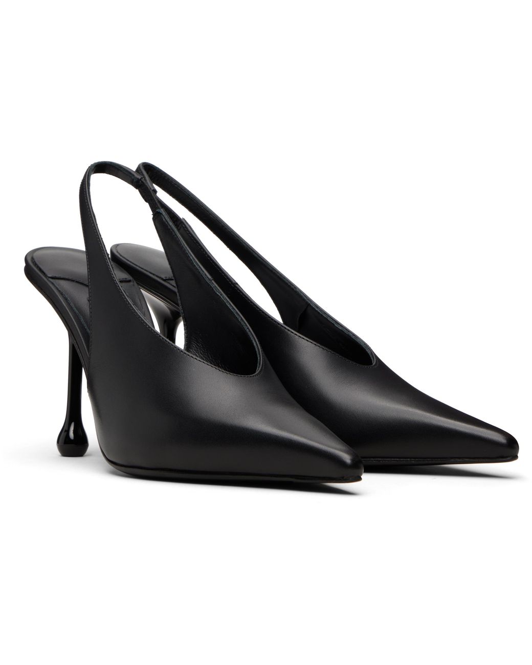 Jimmy Choo Black Isa 95 Slingback Leather Heels