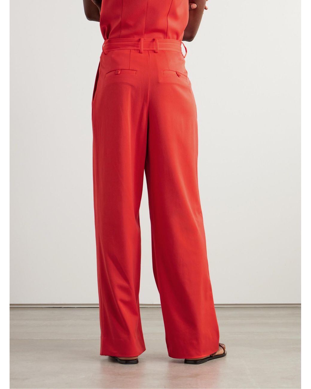 Staud Red Solid-Color Casual Trousers