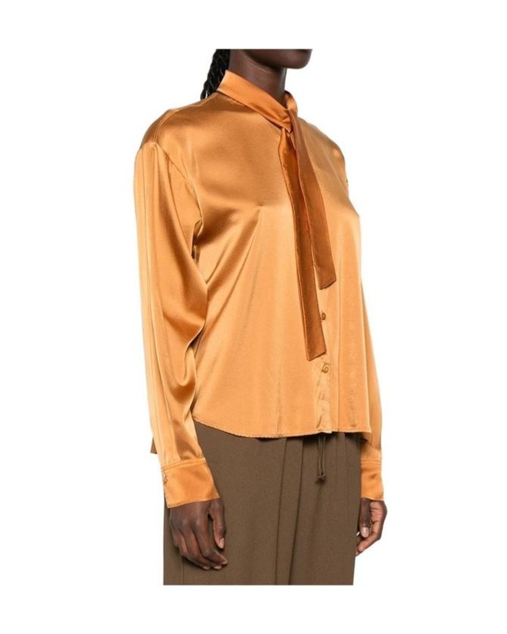 Forte_forte Orange Pussy-Bow Button-Down Shirt