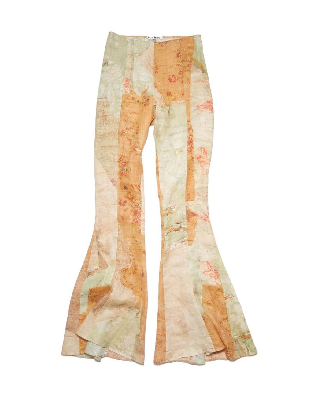 Acne Natural Trompe L'Oeil Print Flared Trousers