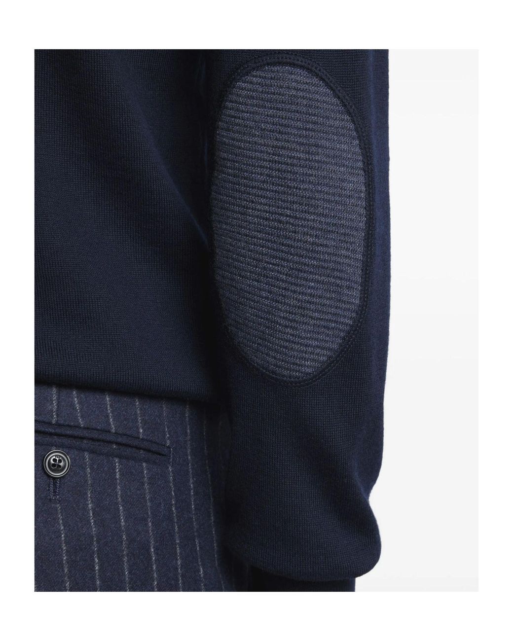 Fay Blue Elbow-Patch Crewneck Jumper for men
