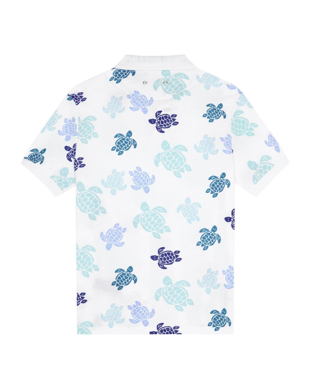 Vilebrequin Blue Organic Cotton Polo Shirt With Turtle Print for men