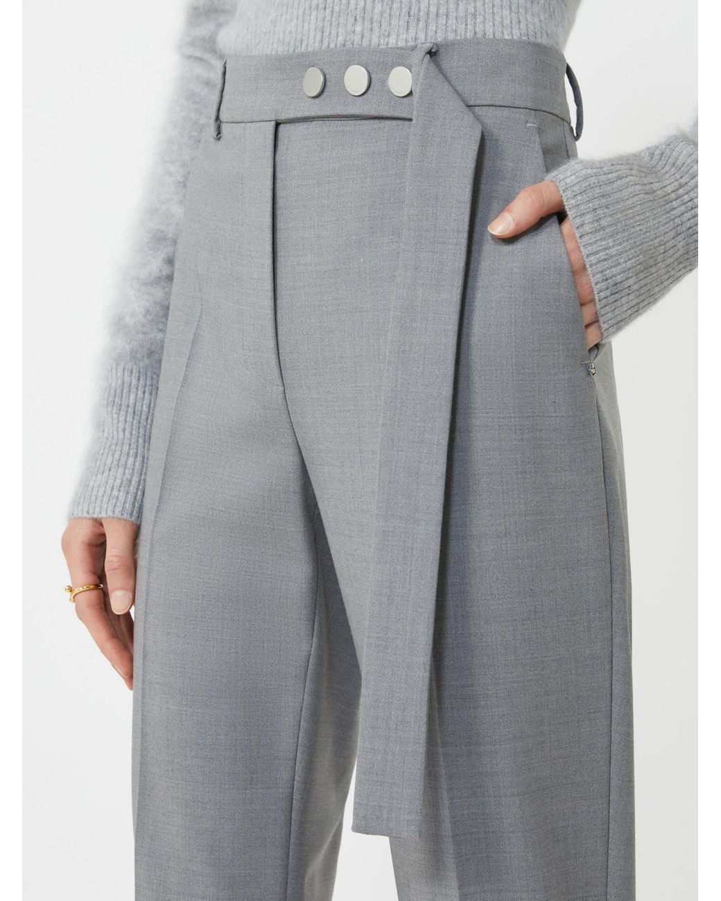 Sportmax Gray Button-Detail Trousers