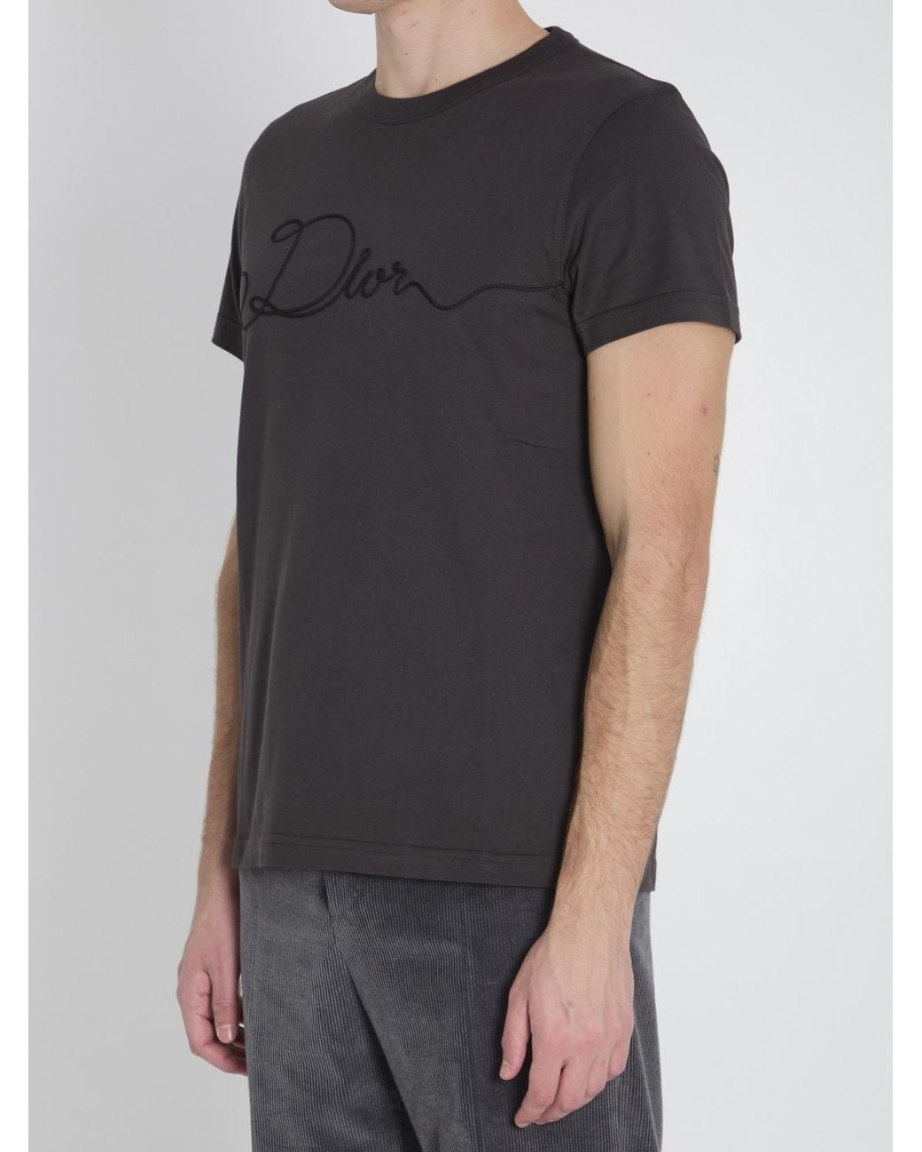 トップス Dior homme by KRIS Ribbon Design Tee XS Dior Homme Ribbon Logo Detailed Crewneck T-Shirt in Green for Men