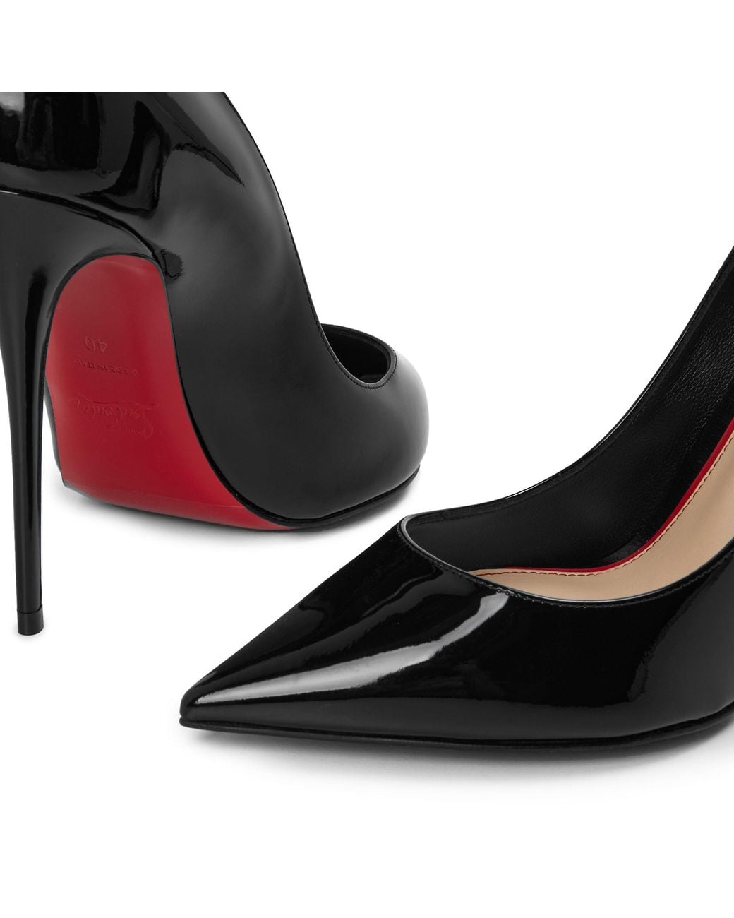 Christian Louboutin Black Pointed Toe Patent Leather Stiletto Pumps