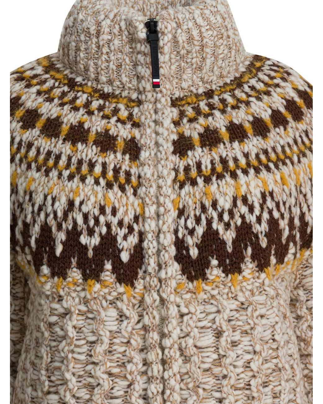Moncler Natural Grenoble Geometric Knit Jacket
