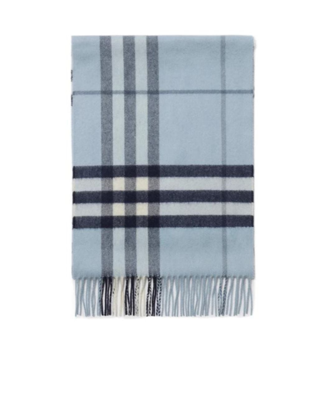 Burberry Blue Checked Fringed-Edge Scarf