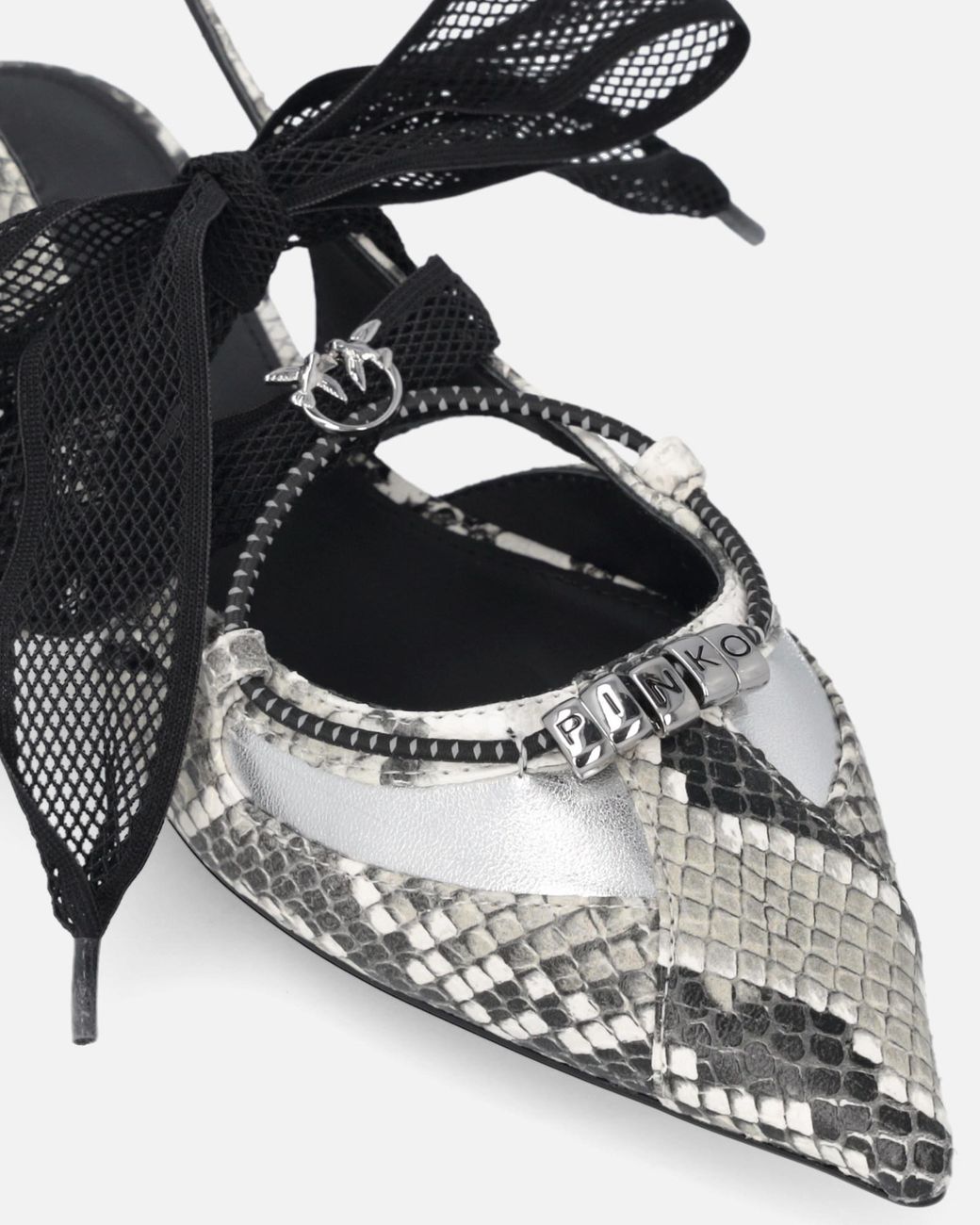 Pinko Black Bow Pointed-Toe Slingback Pumps