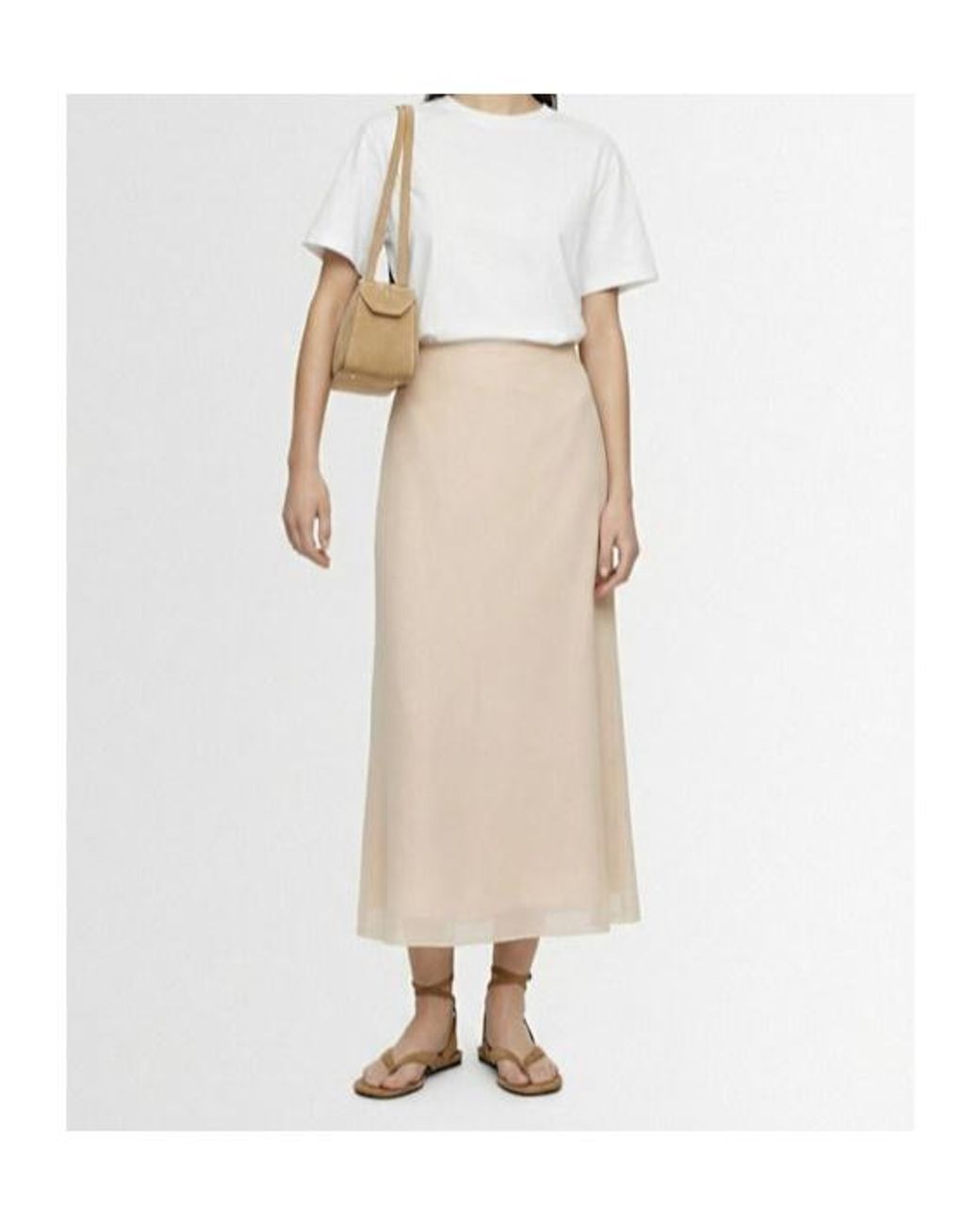 Fabiana Filippi Natural Poly Blend A-Line Midi Skirt