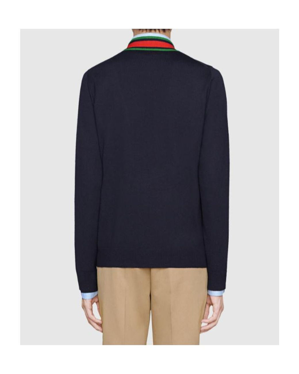 Gucci Blue Wool Knitted Cardigan for men