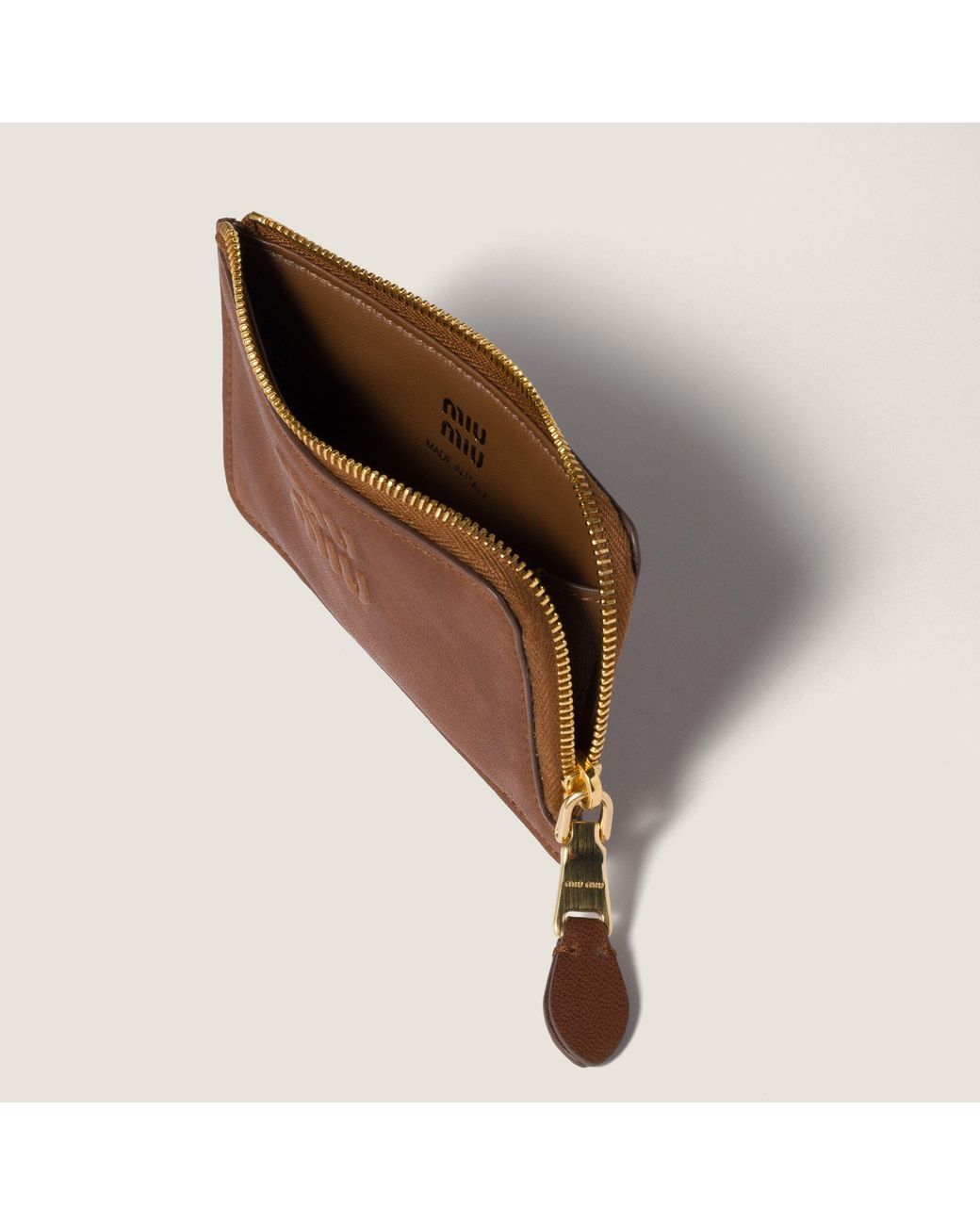 Miu Miu Brown Nappa Leather Envelope Card Holder