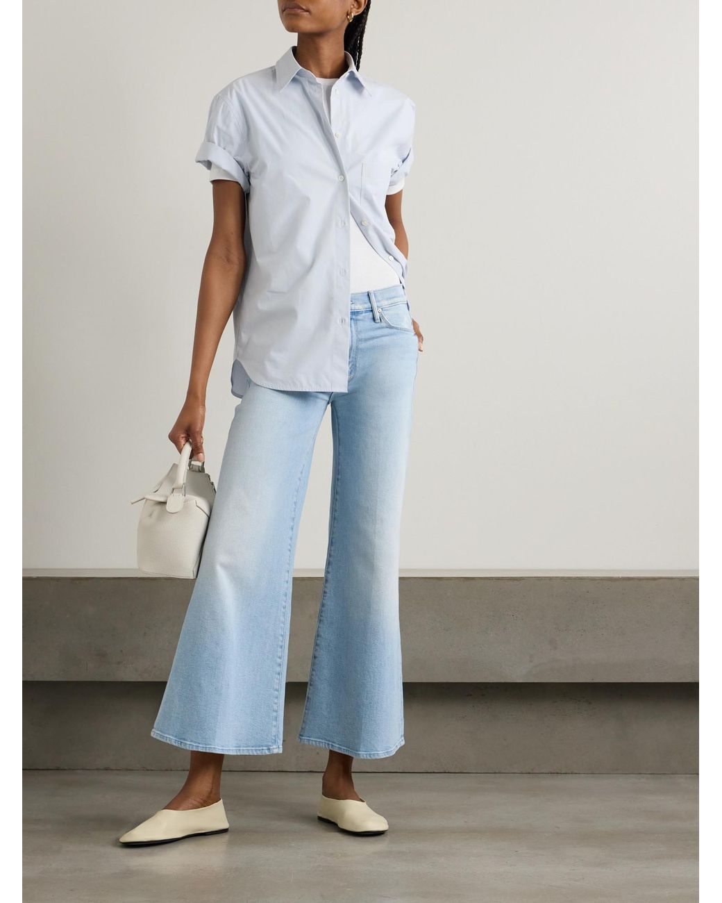 Mother Blue High-Rise Wide-Leg Jeans
