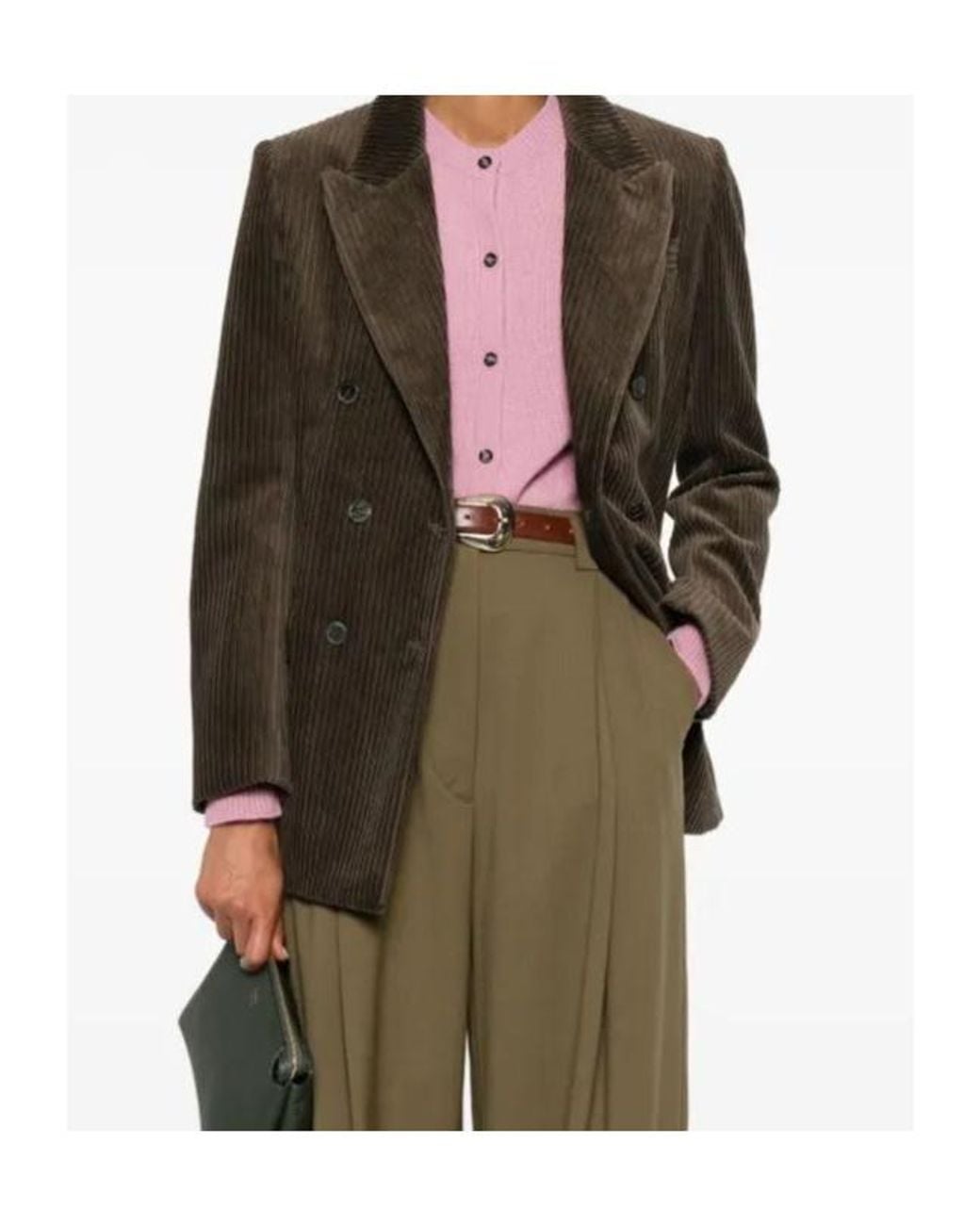 P.A.R.O.S.H. Green Double-Breasted Corduroy Blazer