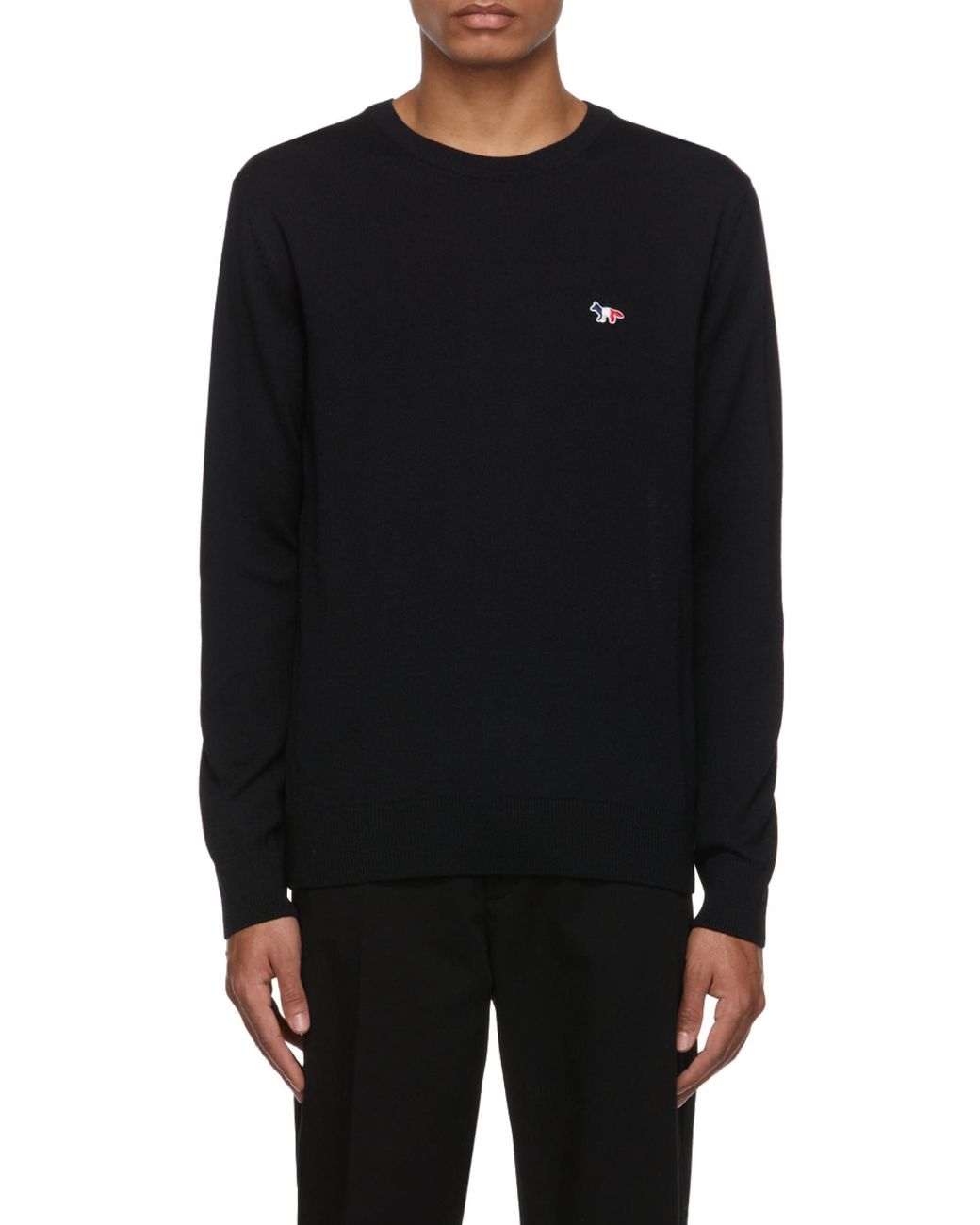 Maison Kitsuné Blue Fox-Patch Crew-Neck Jumper for men