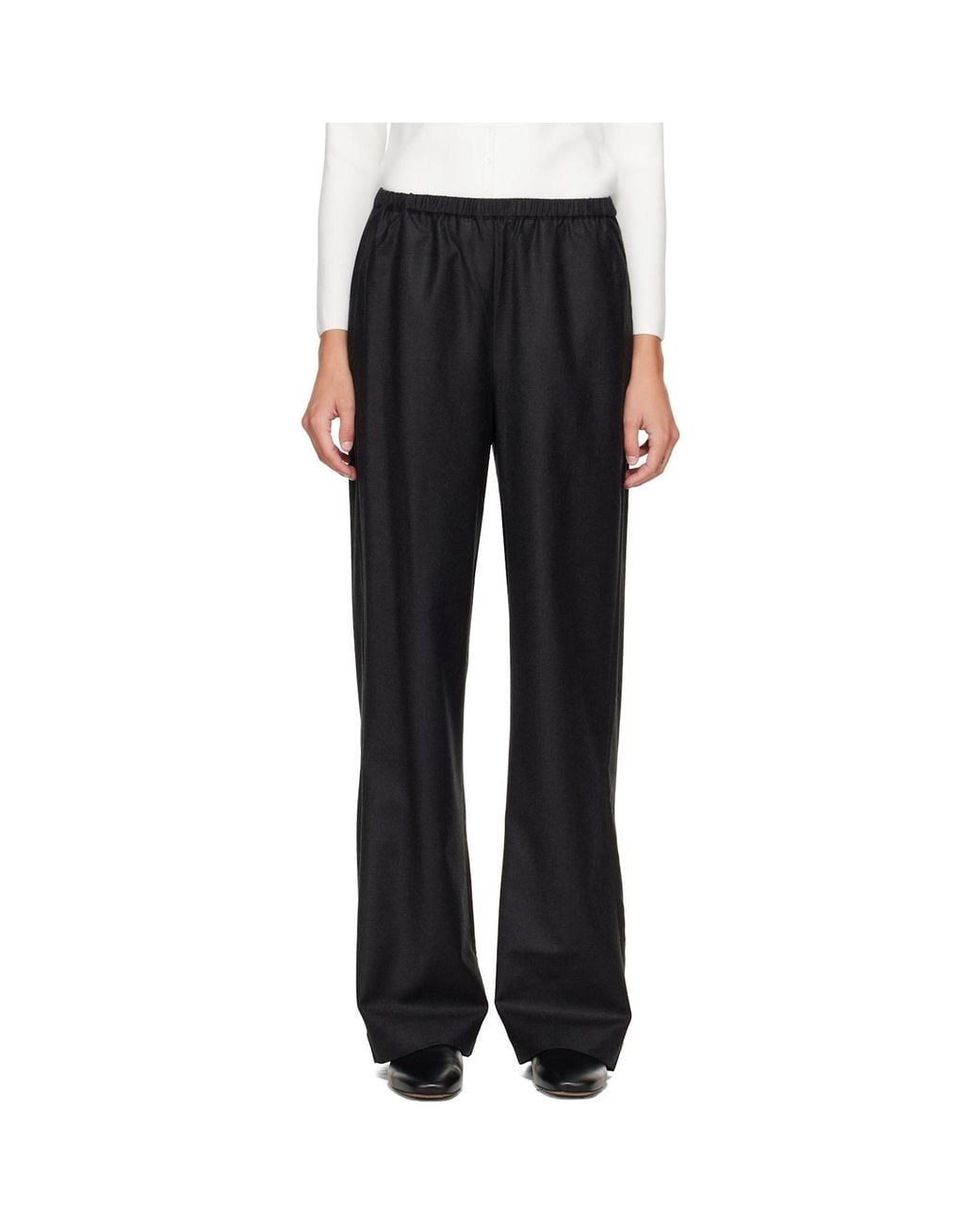 Rohe Black Elastic Waist Loose-Fit Pants