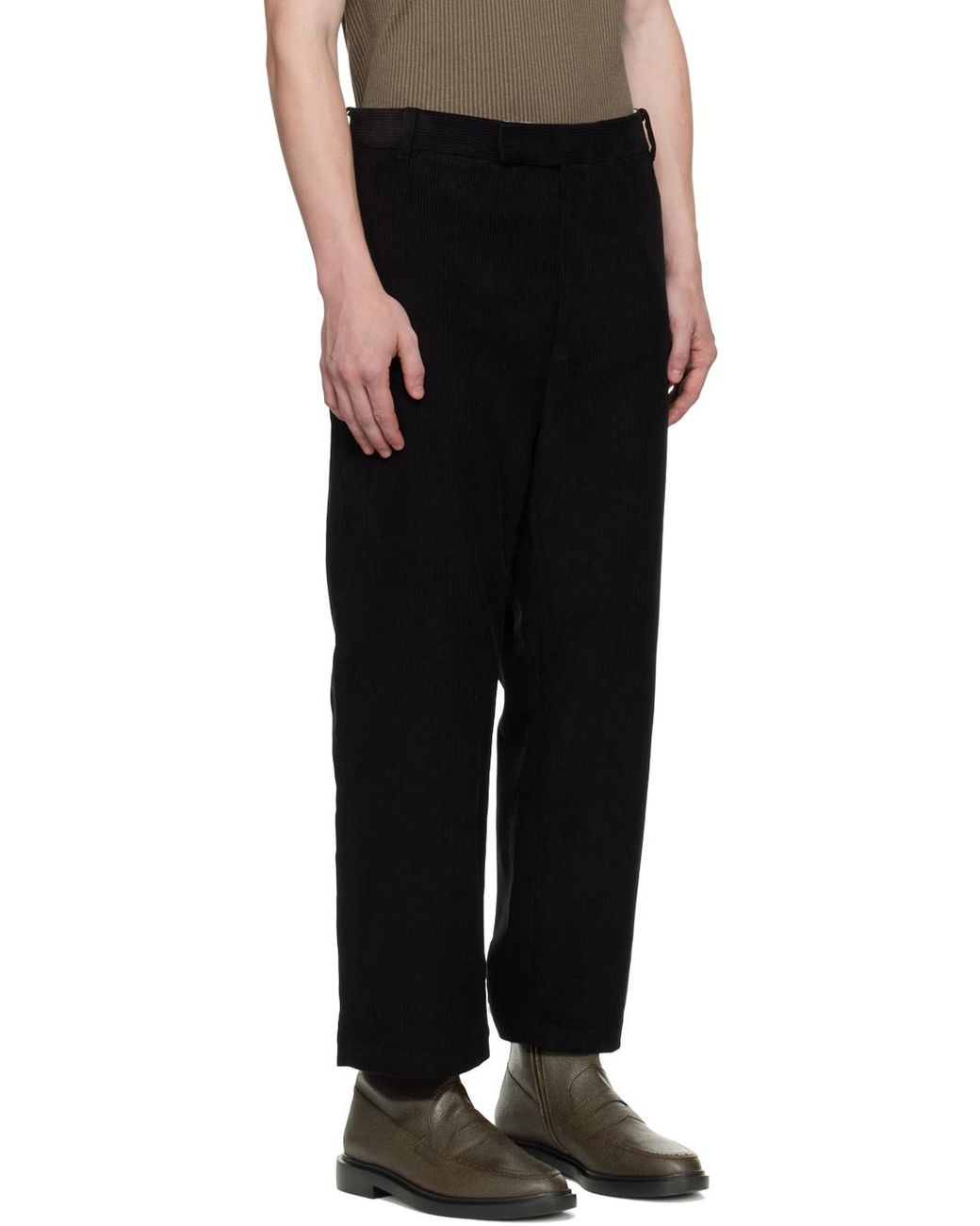 Thom Browne Black Corduroy Straight-Leg Trousers for men