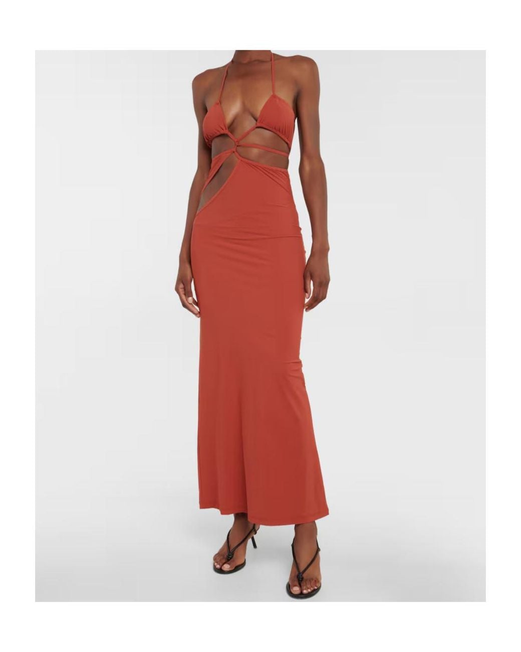 Christopher Esber Red Hollow-Out Halter Neck Dress