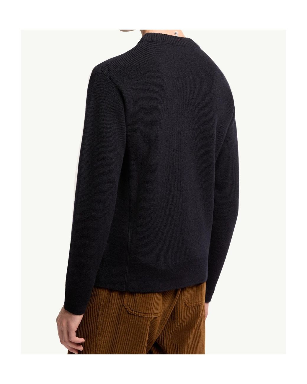Moncler Blue Grenoble Logo-Patch Crewneck Jumper for men