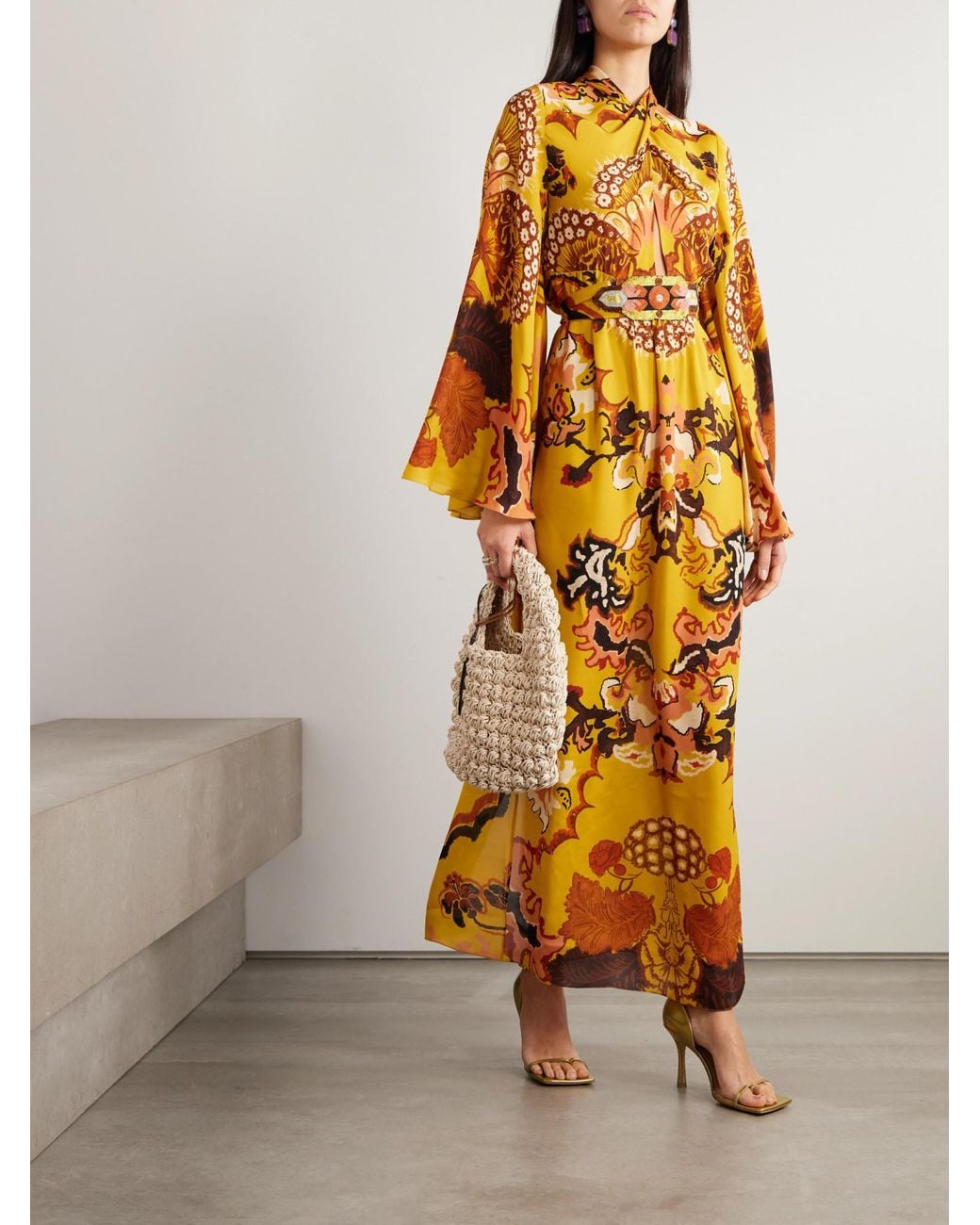 Johanna Ortiz Yellow Exclusive Silk Dress