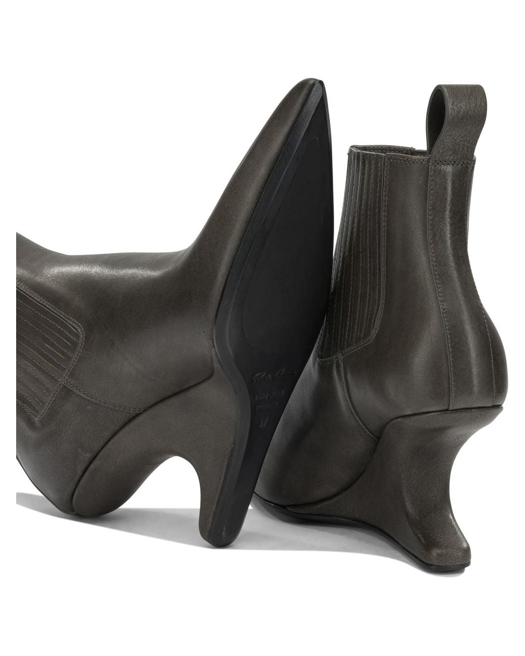 Rick Owens Black Pointed-Toe Ankle Boots