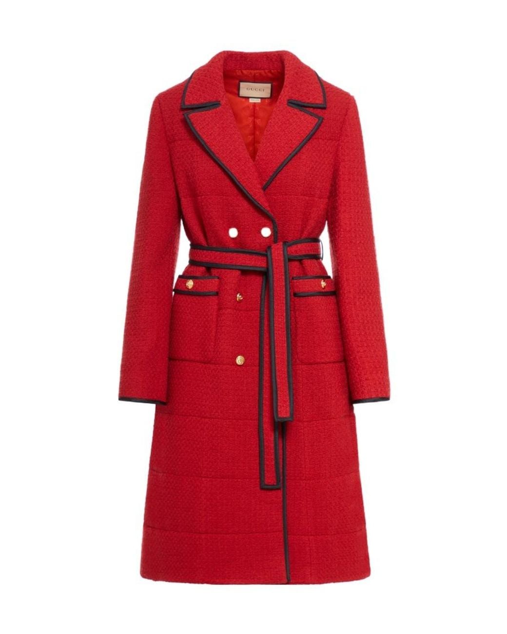 Gucci Red Double Breasted Belted Waist Coat