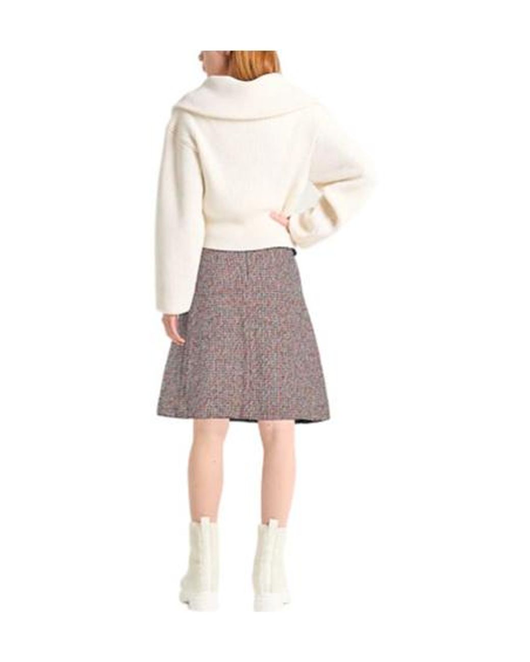 Chloé Gray Multi-Color Tweed A-Line Skirt
