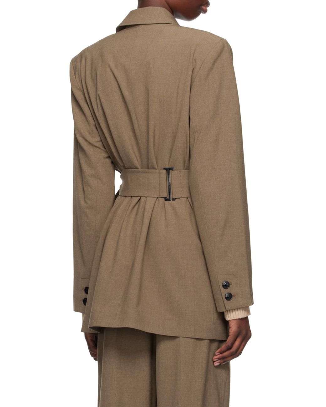 Ganni Brown V-Neck Wrap Blazer
