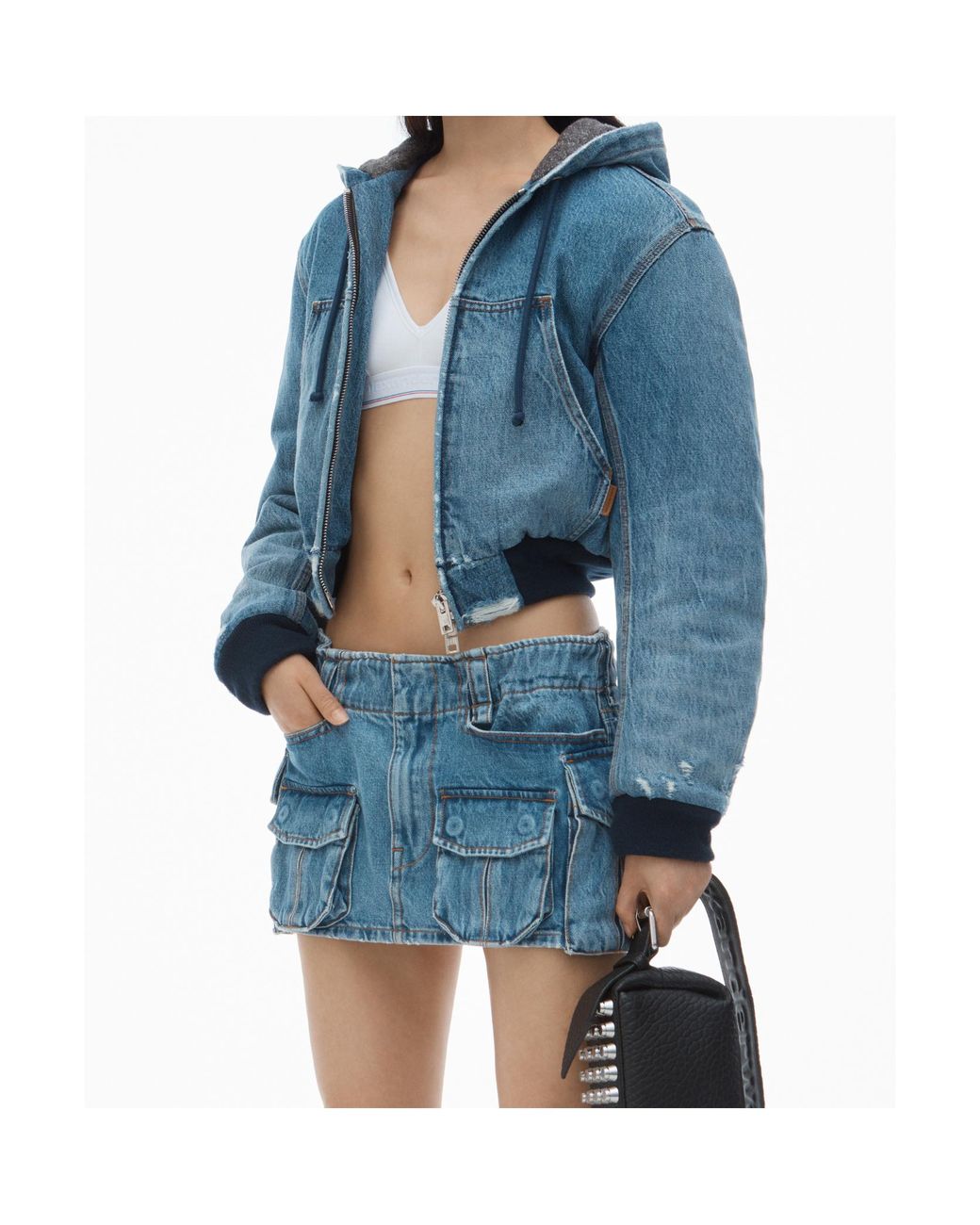 Alexander Wang Blue Mid-Rise Pocket Cargo Miniskirt