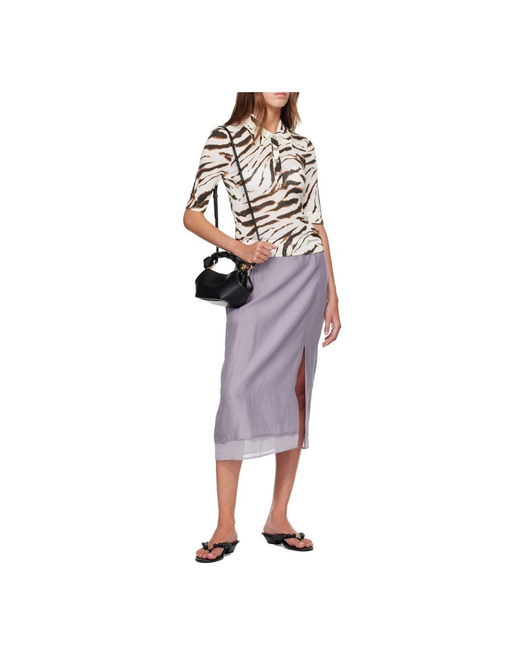 Ganni Multicolor Jacquard Pattern Polo Top