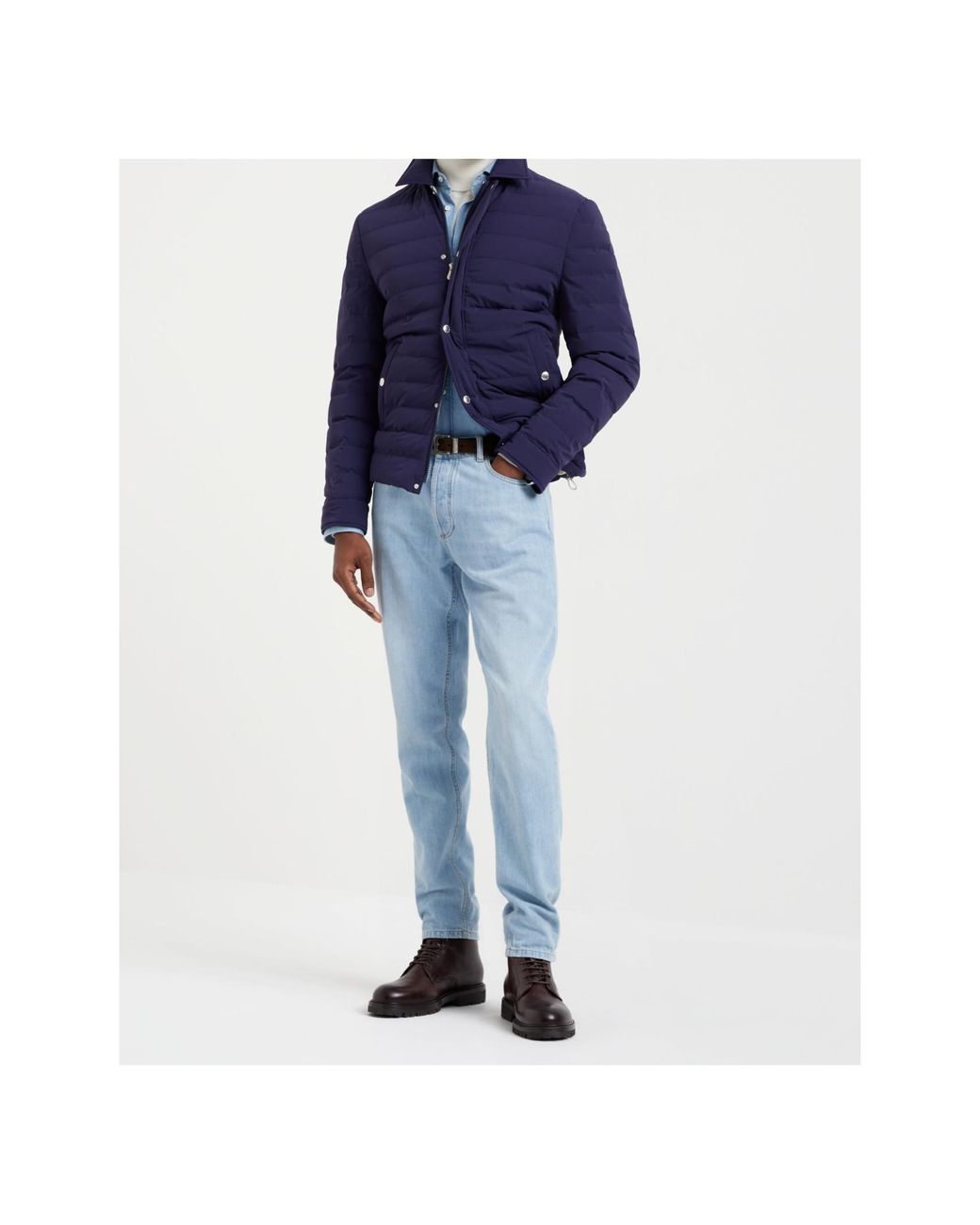 Brunello Cucinelli Blue Quilted Jacket for men