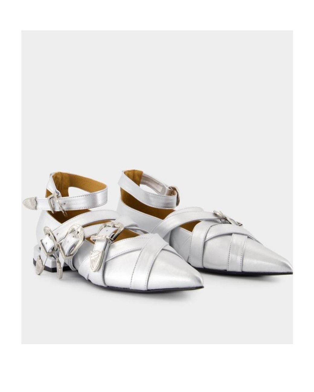 Toga White Cross Strap Ballet Shoes
