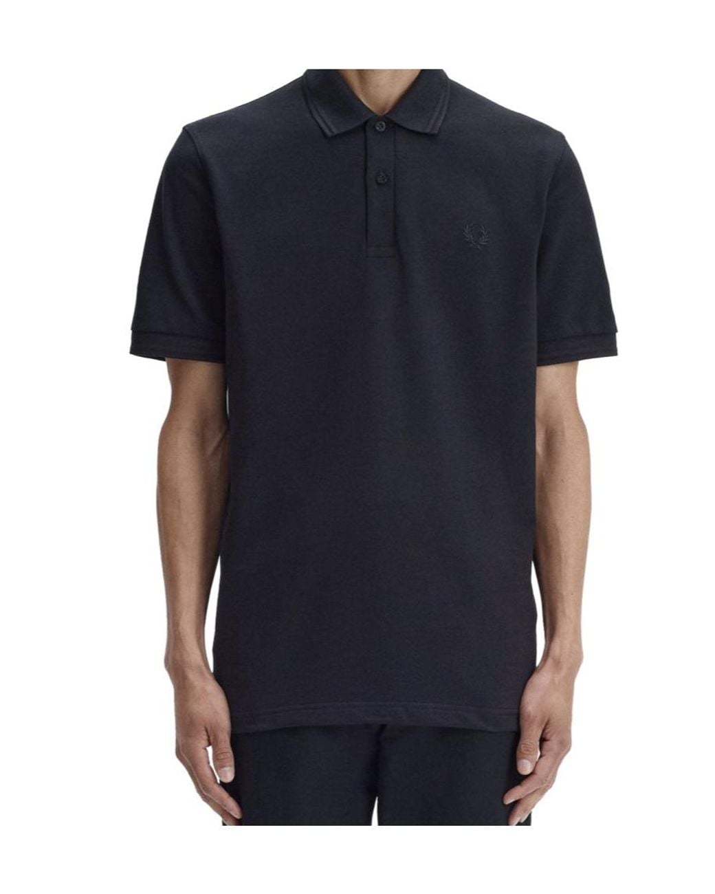Fred Perry Black Logo Piqué Polo Shirt for men