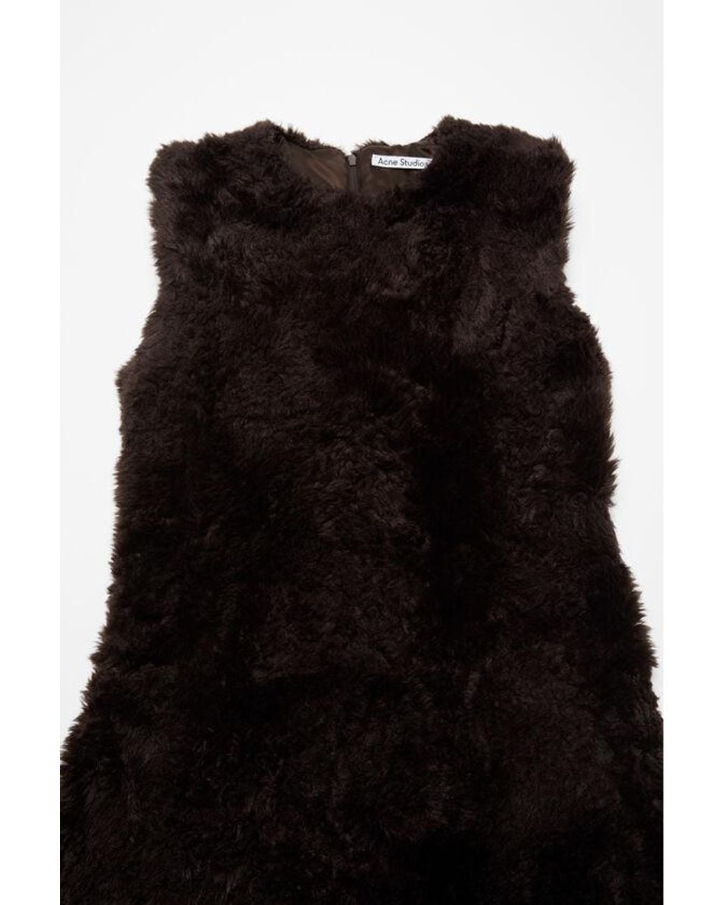 Acne Black Sleeveless Faux-Fur Mini Dress