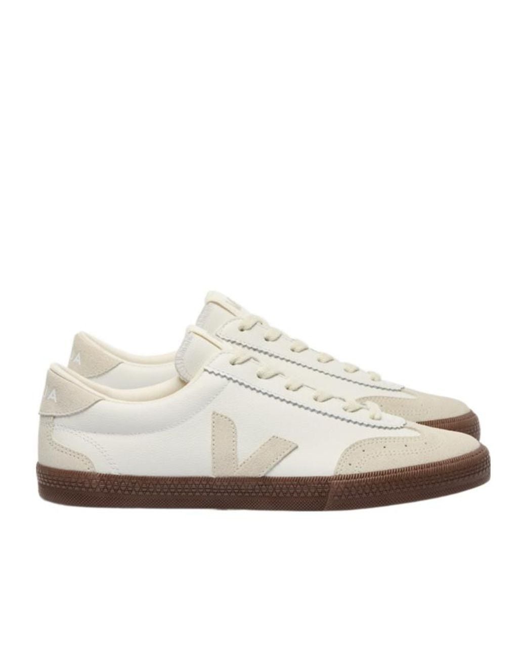 Veja White Volley Leather Low-Top Sneakers for men