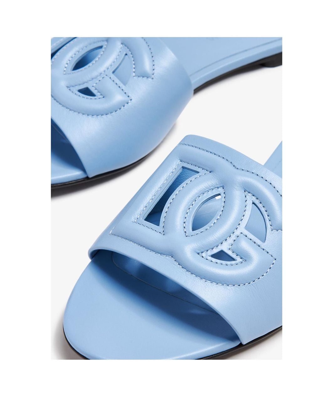 Dolce & Gabbana Blue Logo Cut-Out Sandals