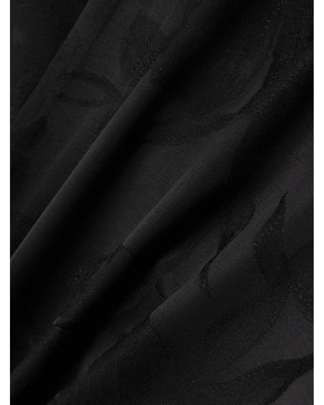 Rohe Black Floral Satin-Jacquard Wrap Shirt