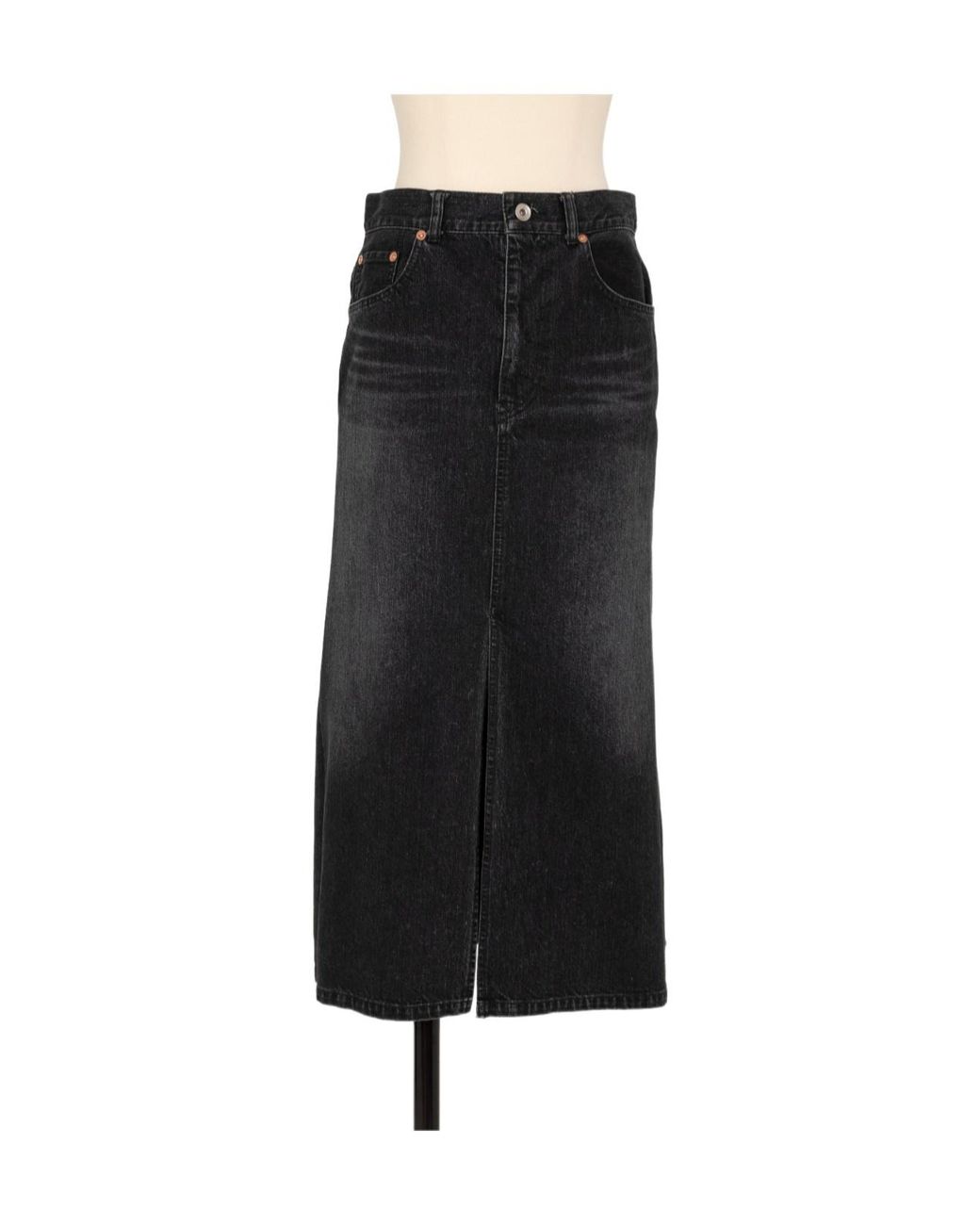 Sacai Black Pleated Denim Skirt