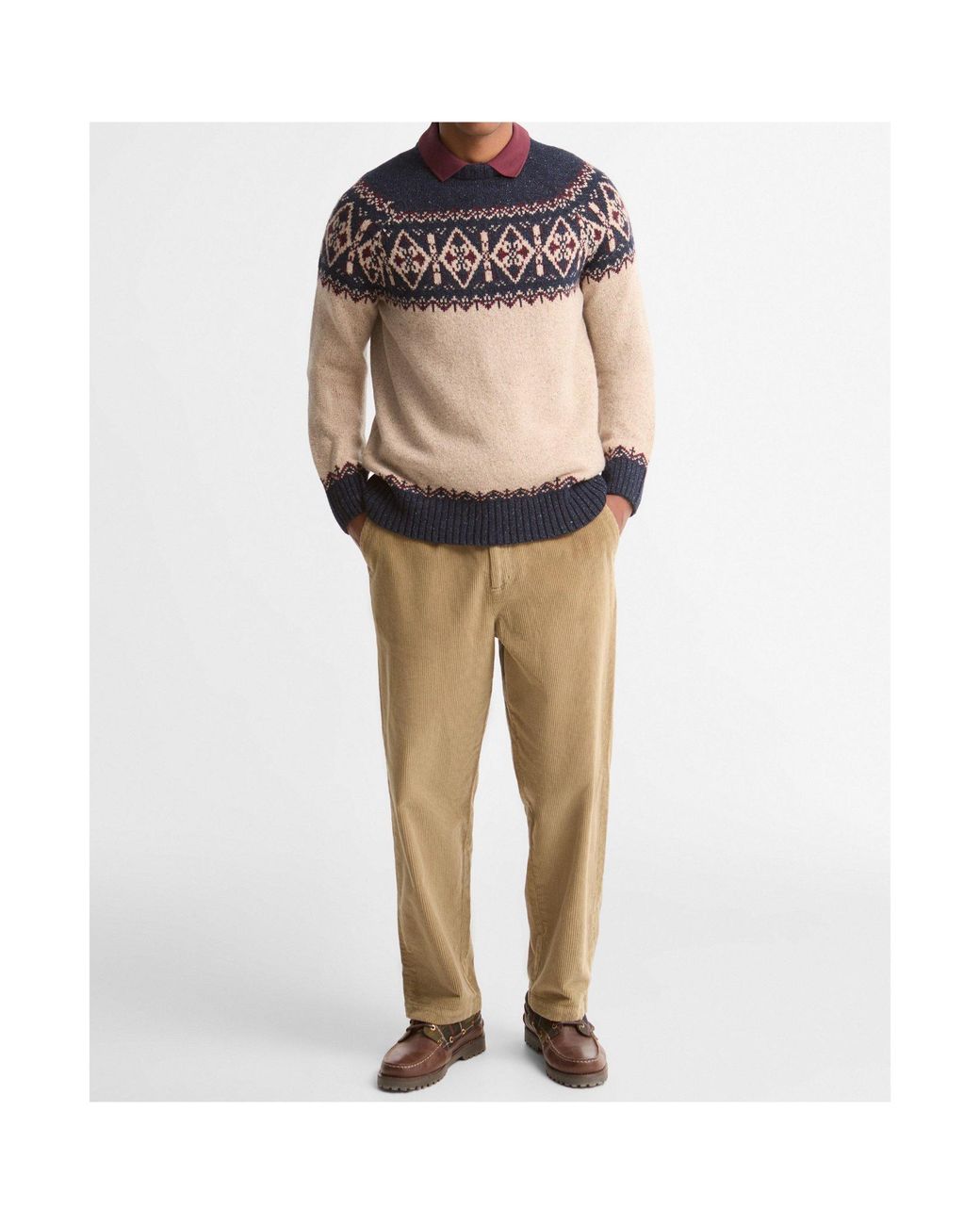 Barbour Blue Crew Neck Fair Isle Knit Sweater for men