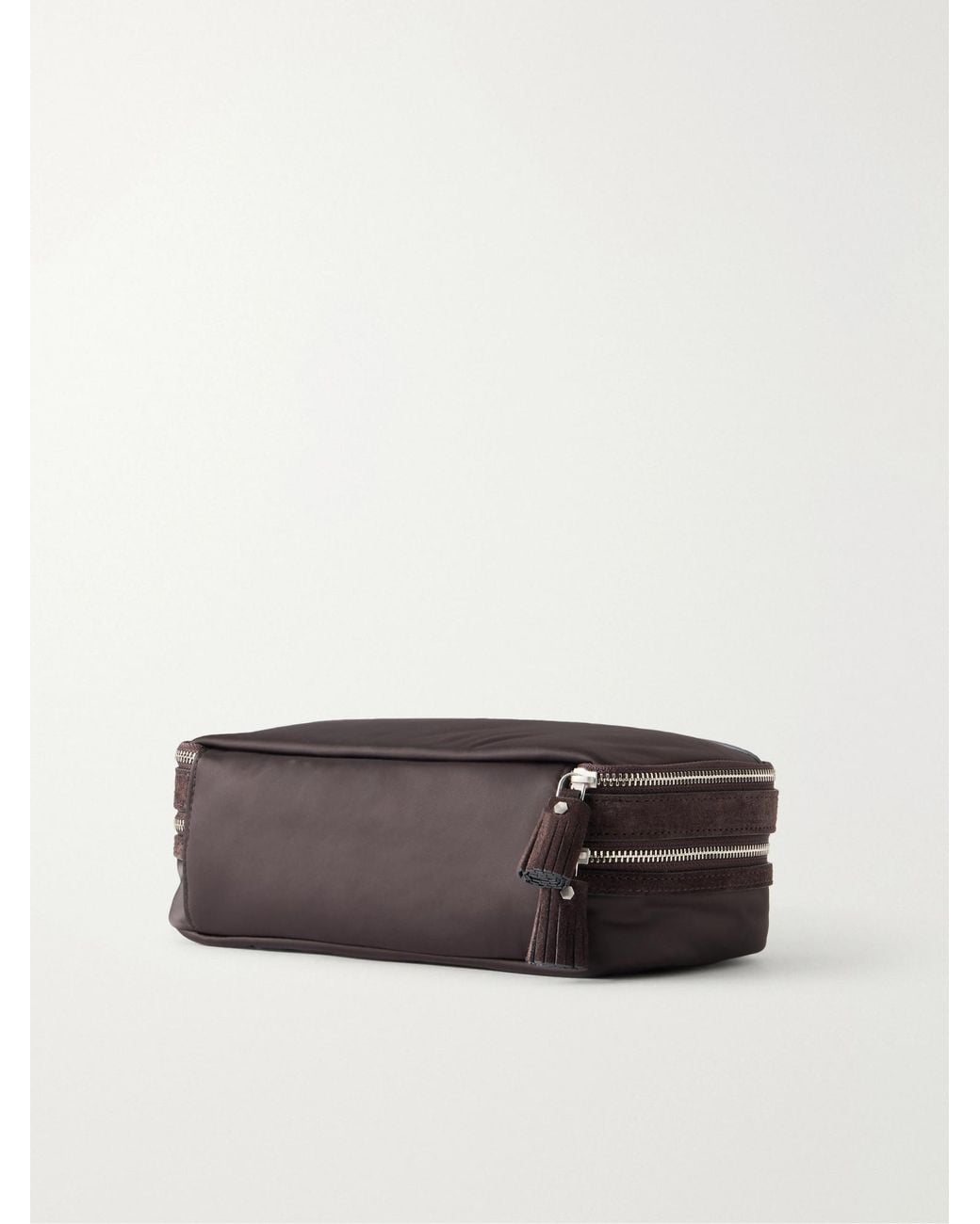 Anya Hindmarch Brown Suede-Trimmed Shell Cosmetics Case