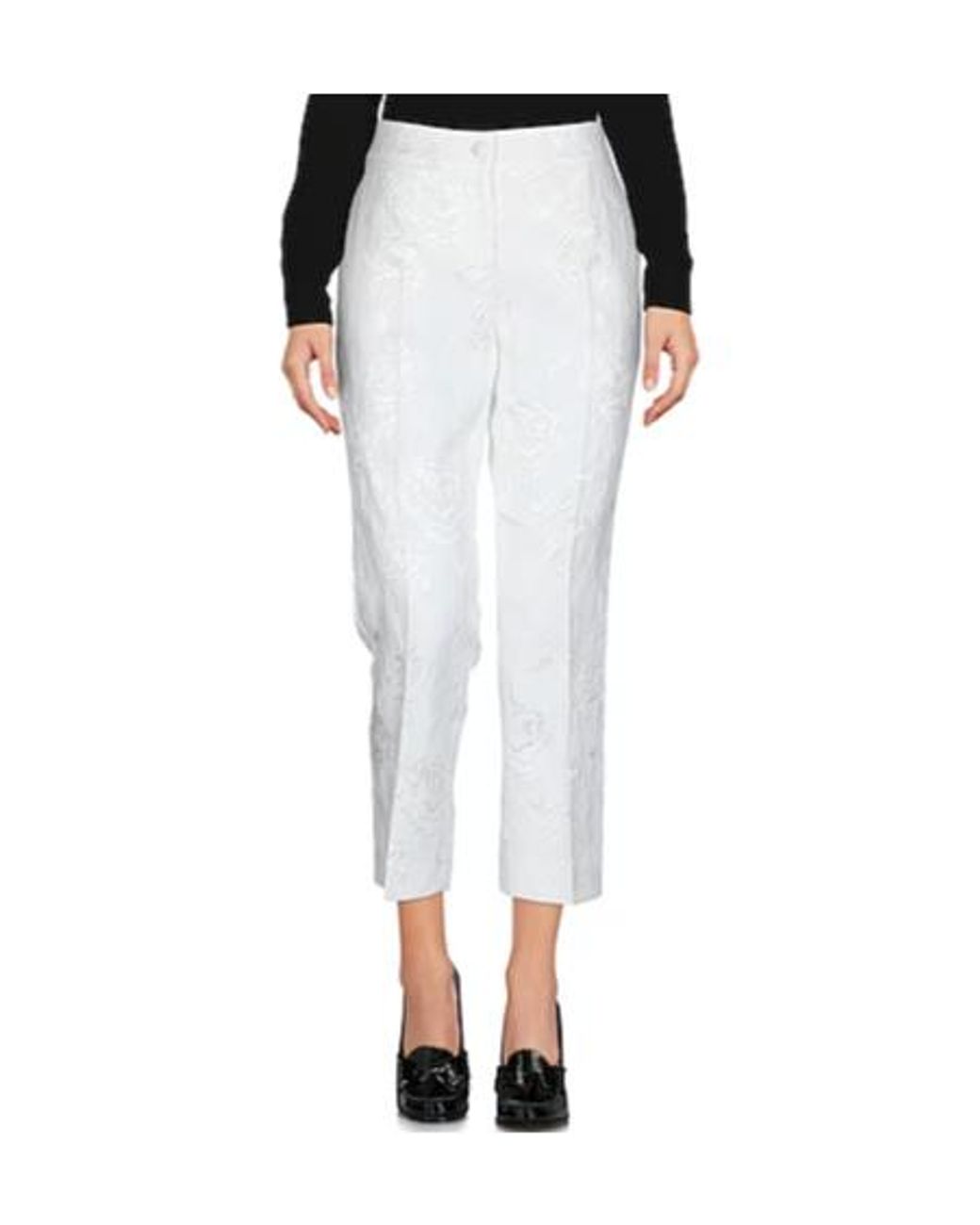 Dolce & Gabbana White Minimalist Floral Casual Pants