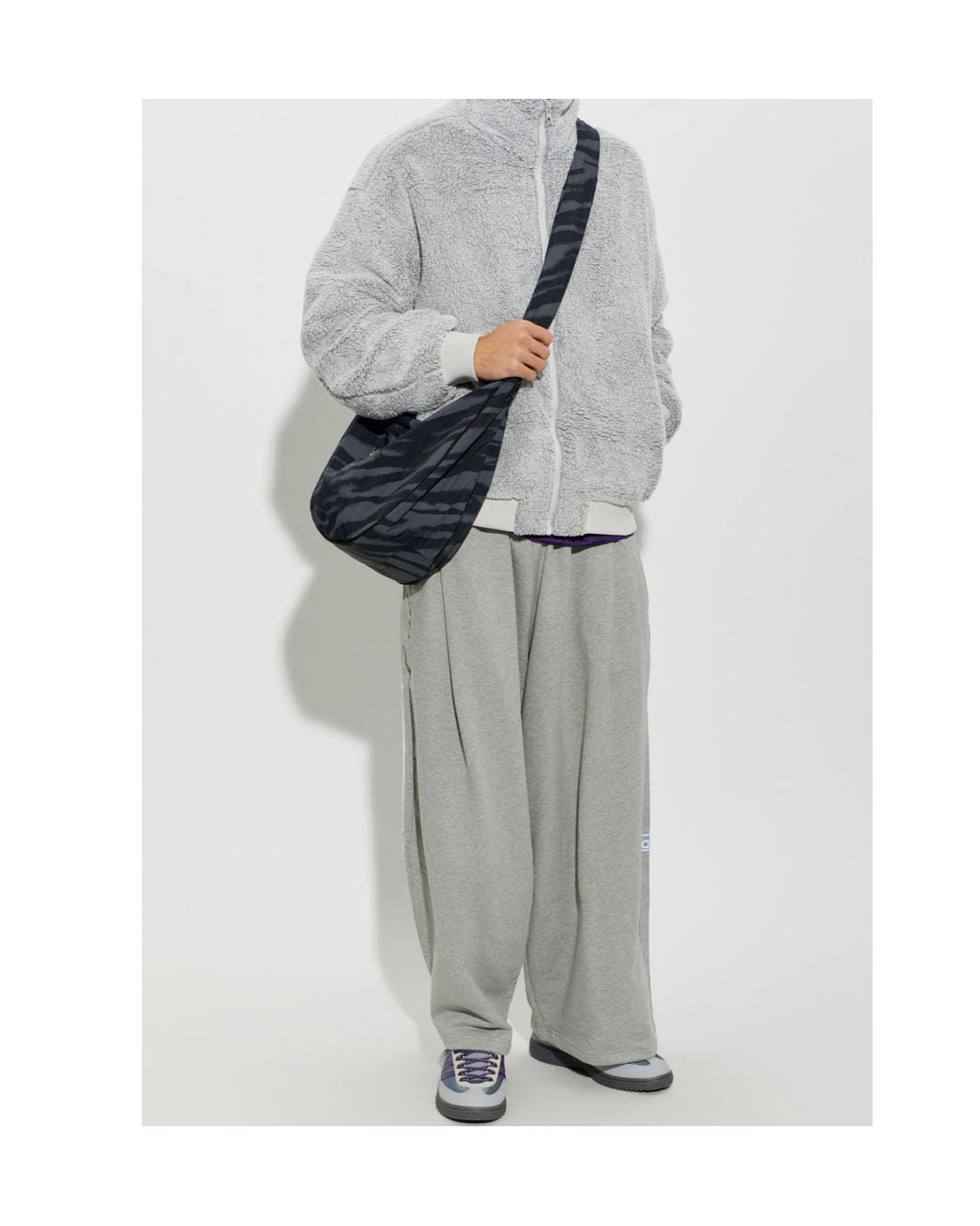 American Vintage Gray Sherpa Zip-Up Jacket for men