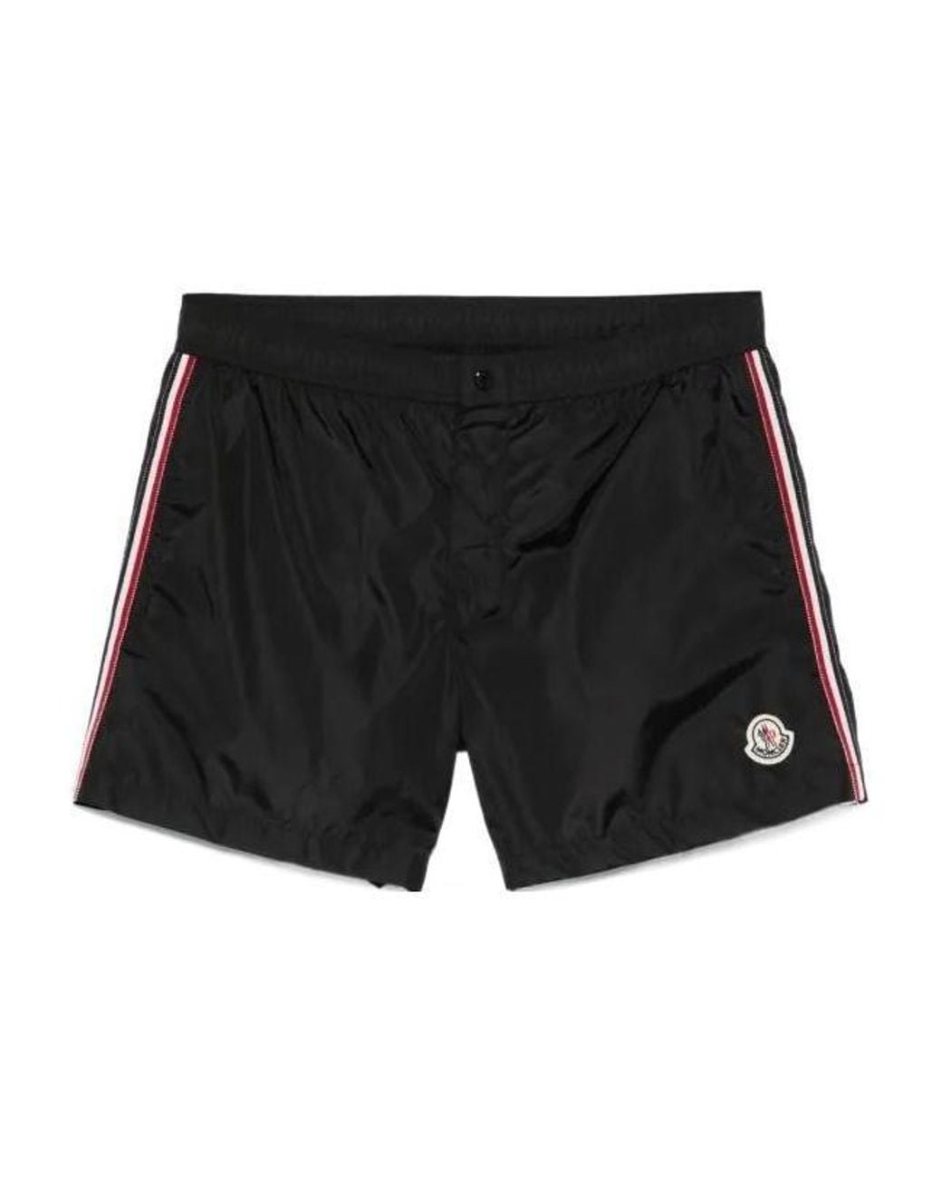 Moncler Black Striped Swim Shorts for men